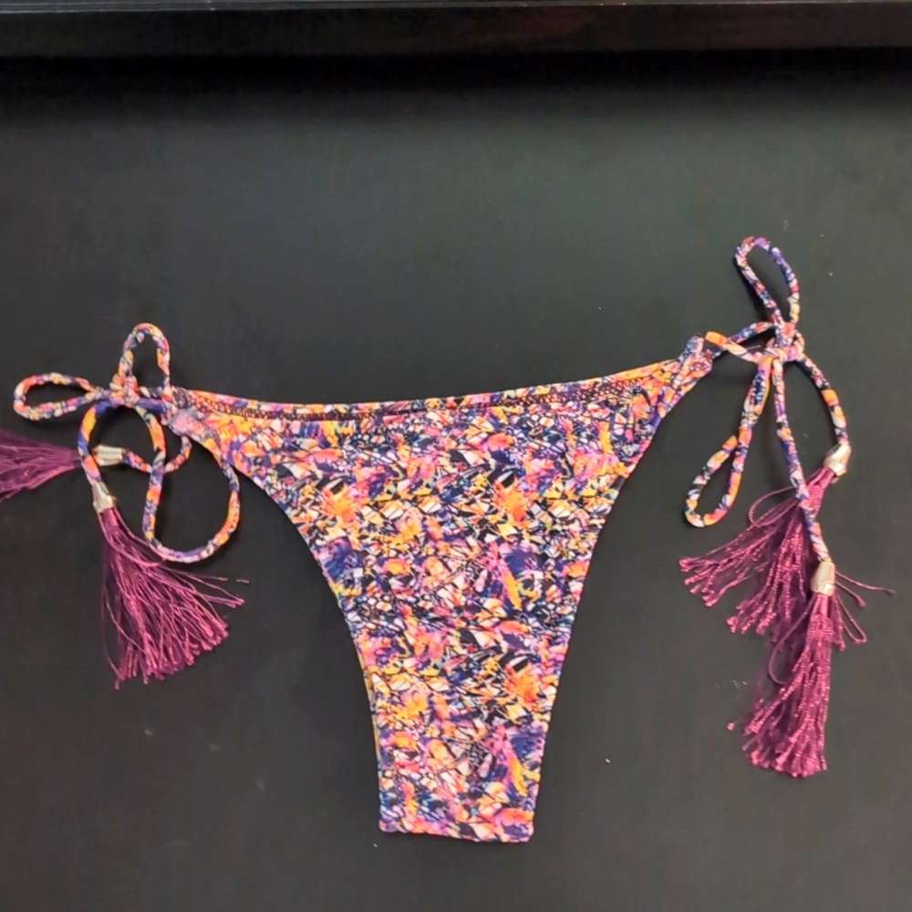 Purple multi color bikini bottom